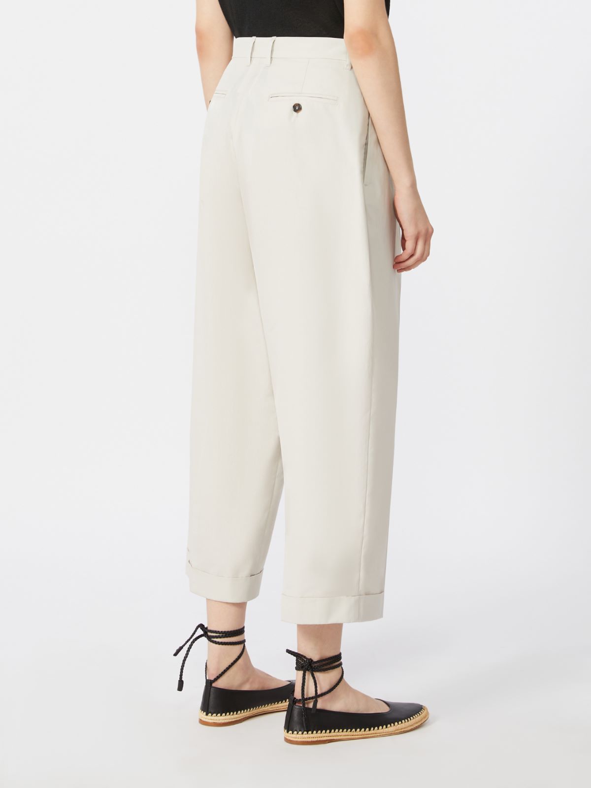 Cotton poplin trousers - 冰色 - Marina Rinaldi - 3