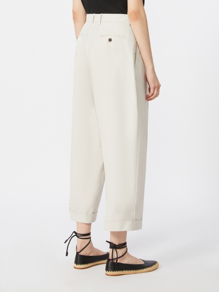 Cotton poplin trousers - 冰色 - Marina Rinaldi - 3