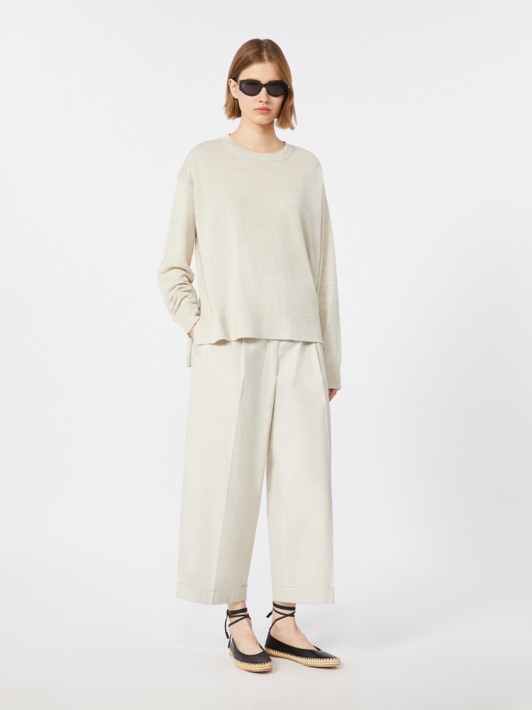 Cotton poplin trousers - 冰色 - Marina Rinaldi