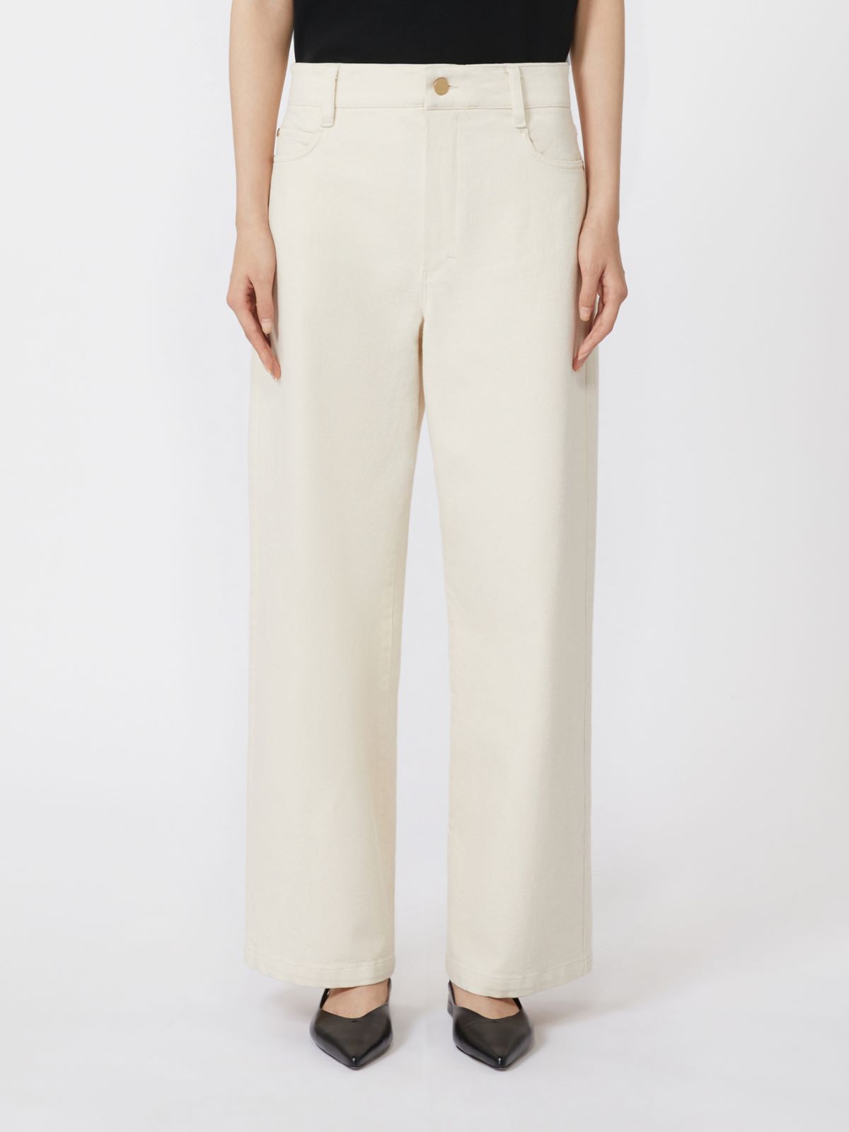 Cotton bull denim 5-pocket trousers - 米色 - Marina Rinaldi - 2