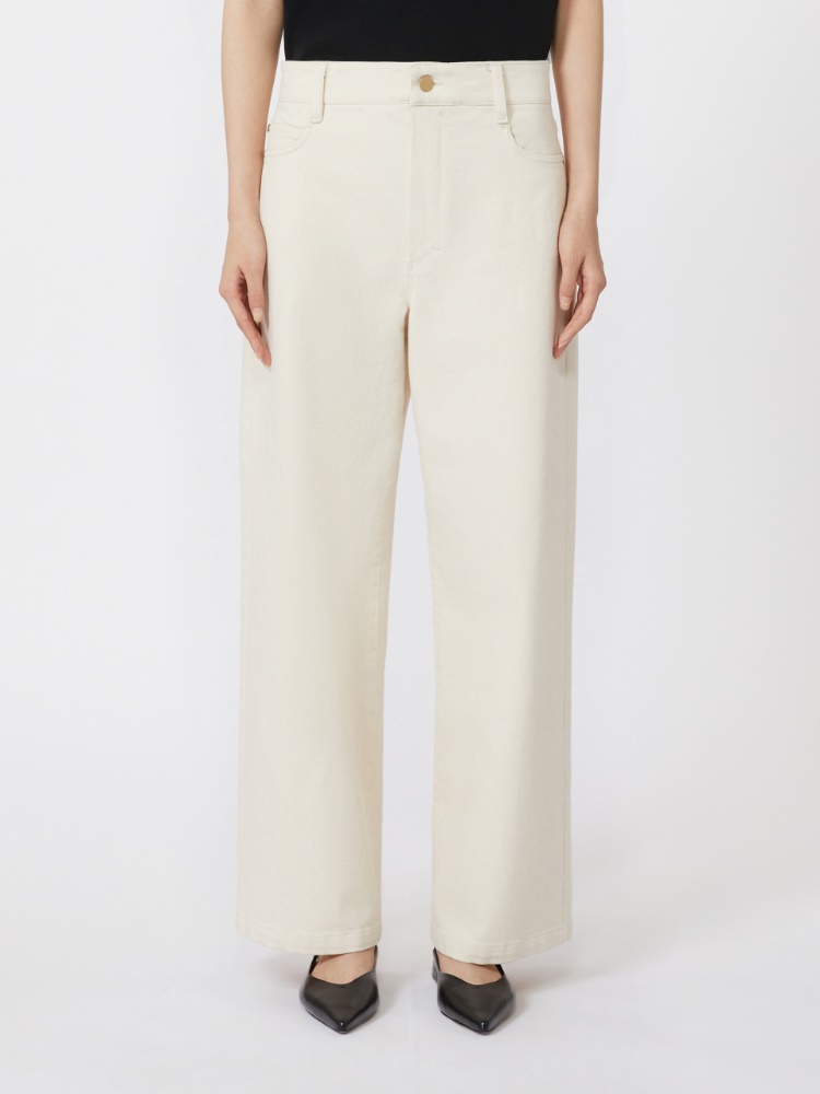 Cotton bull denim 5-pocket trousers - 米色 - Marina Rinaldi - 2