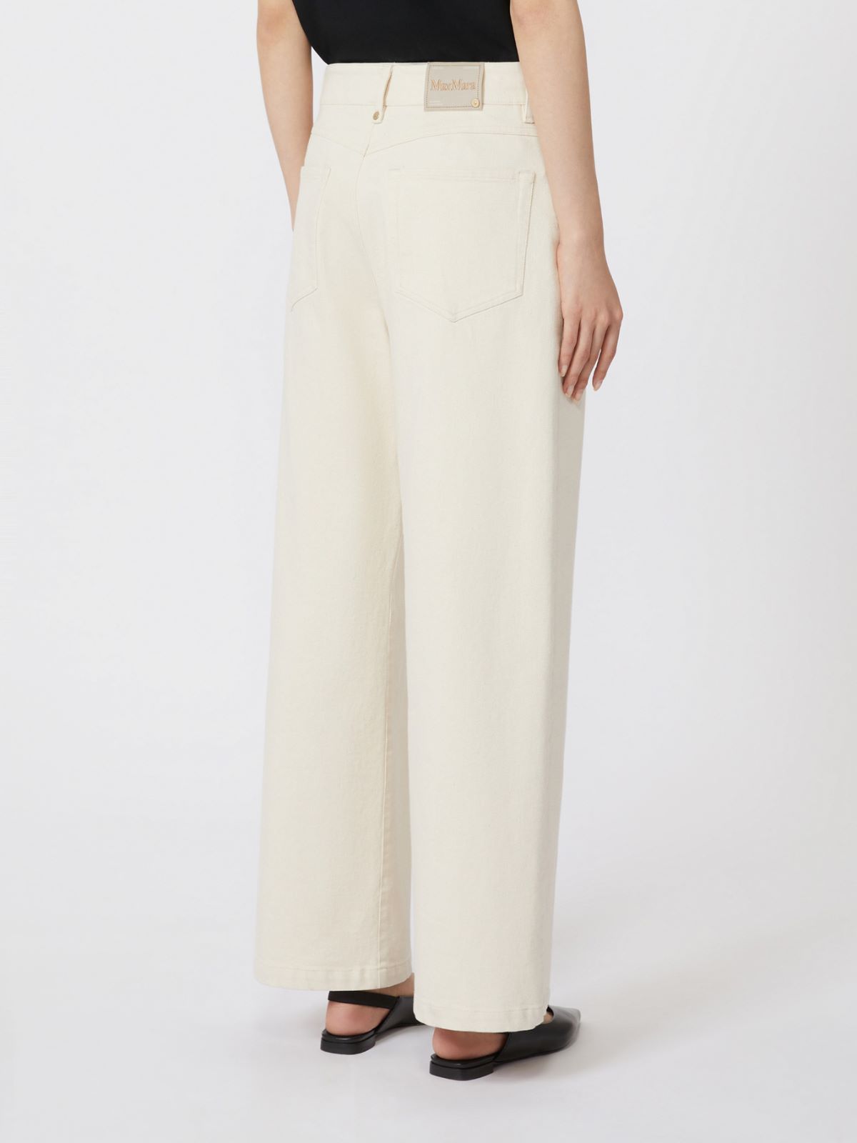 Cotton bull denim 5-pocket trousers - 米色 - Marina Rinaldi - 3