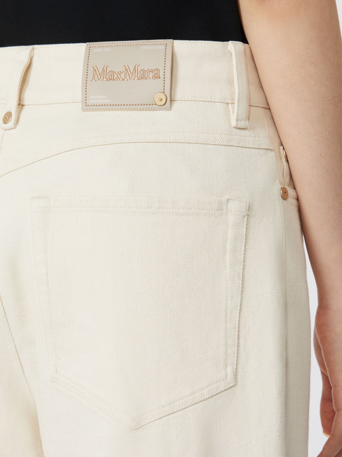 Cotton bull denim 5-pocket trousers - 米色 - Marina Rinaldi - 4