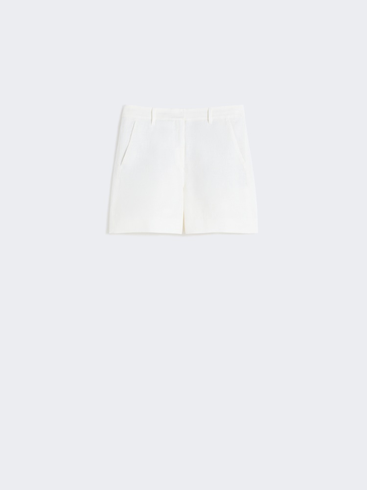 Linen basketweave shorts - 白色 - Marina Rinaldi