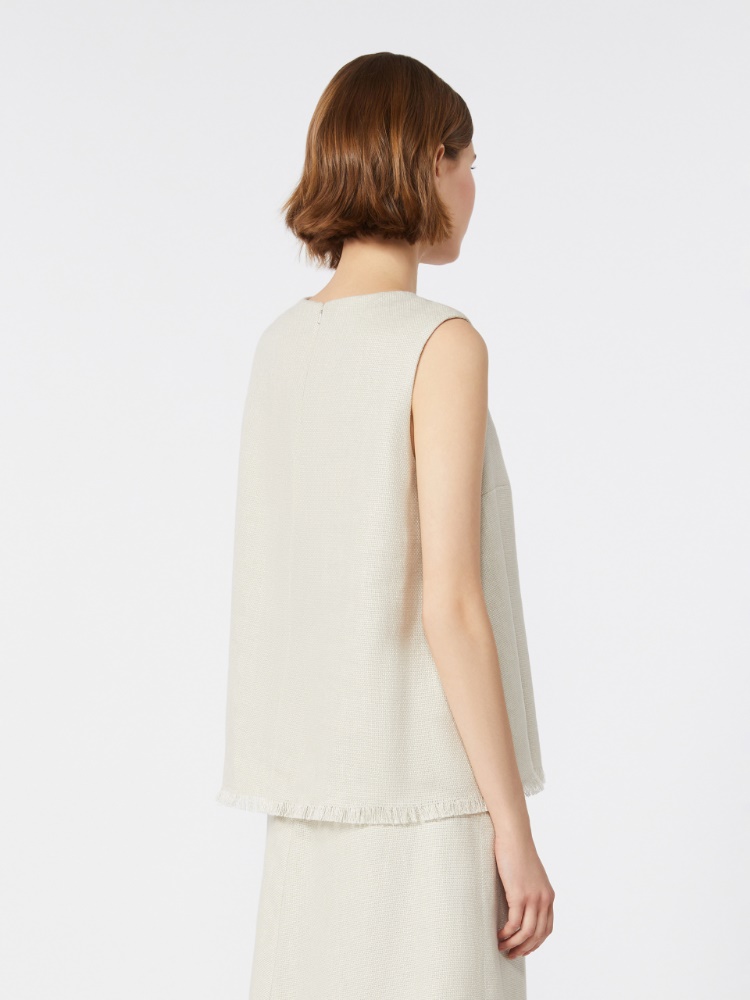 Cotton and linen basketweave top - 白色 - Marina Rinaldi - 3