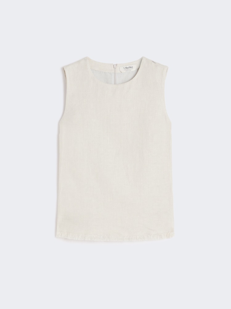 Cotton and linen basketweave top - 白色 - Marina Rinaldi