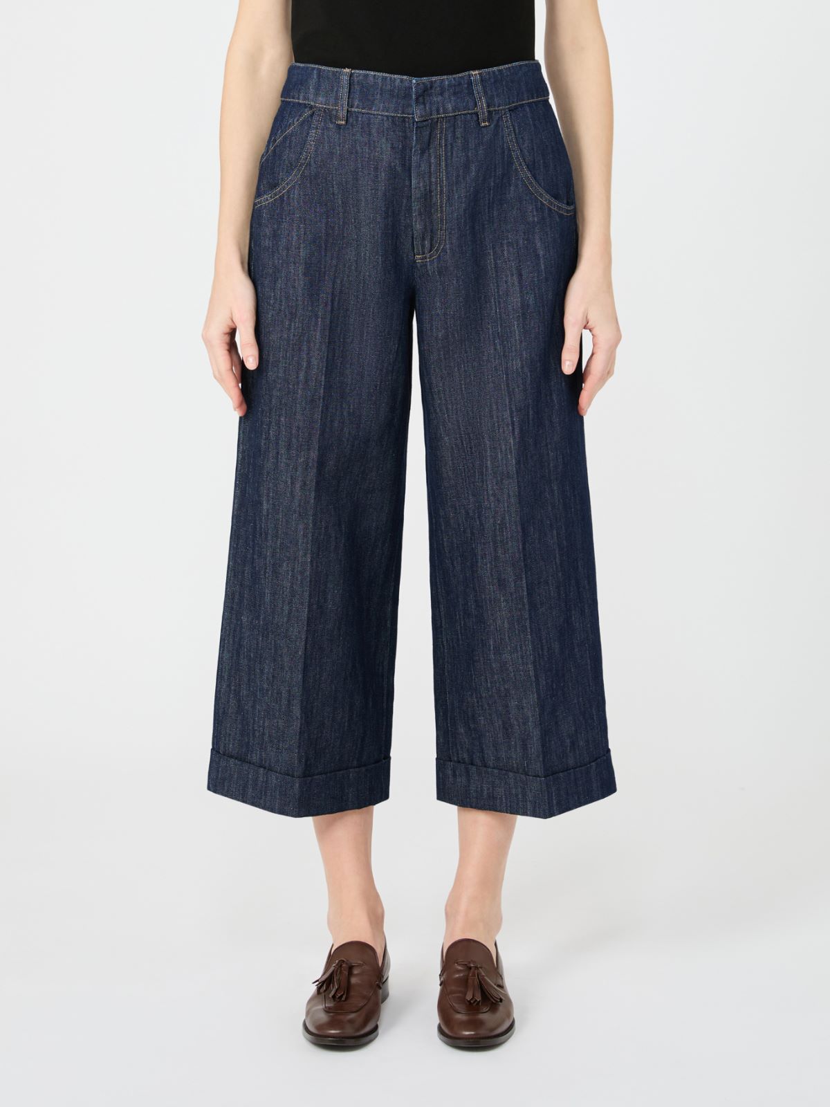 Denim 5-pocket trousers - 深蓝色 - Marina Rinaldi - 2