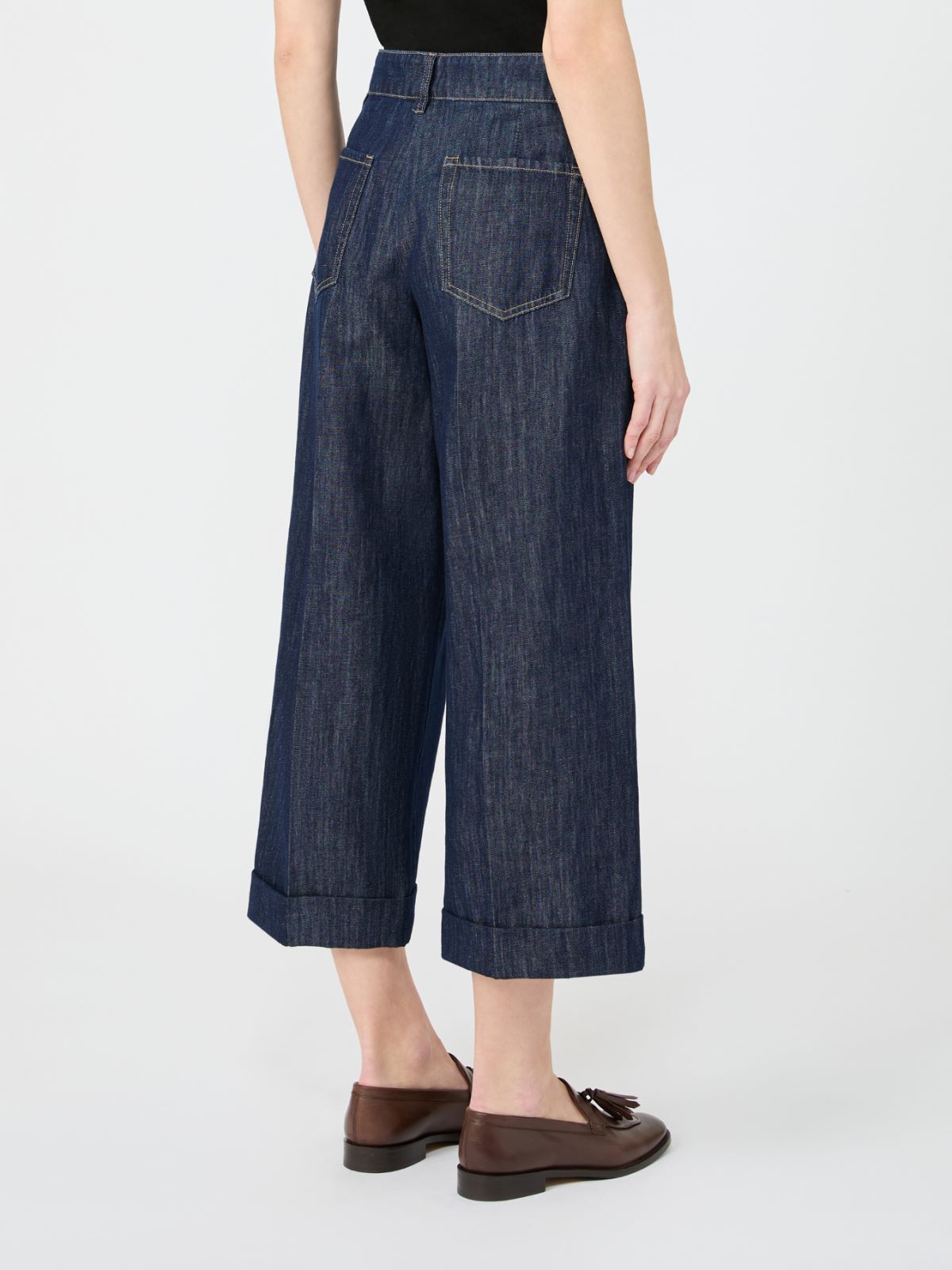 Denim 5-pocket trousers - 深蓝色 - Marina Rinaldi - 3
