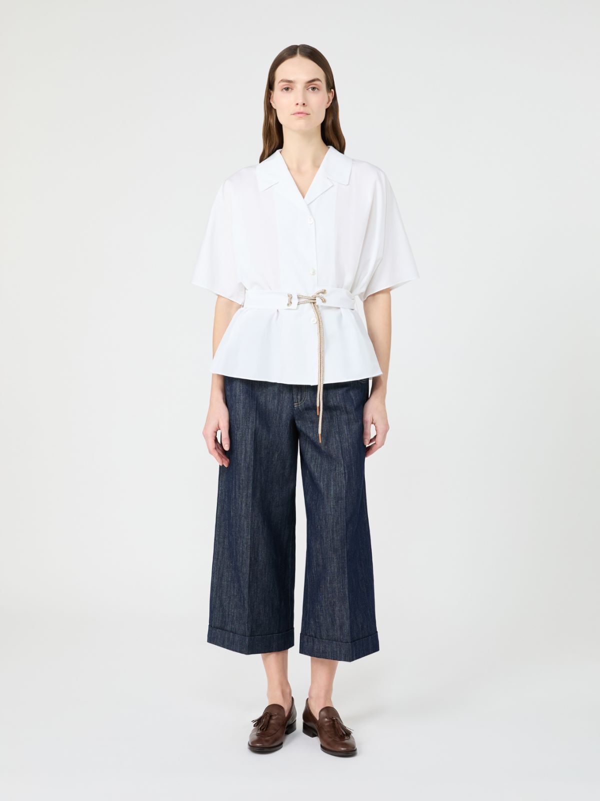 Denim 5-pocket trousers - 深蓝色 - Marina Rinaldi