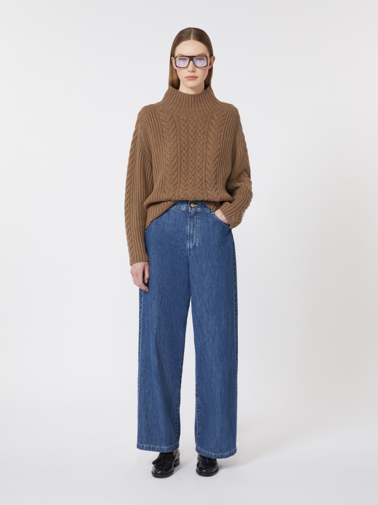 棉质混纺阔腿牛仔裤 - 深蓝色 - Marina Rinaldi - 2