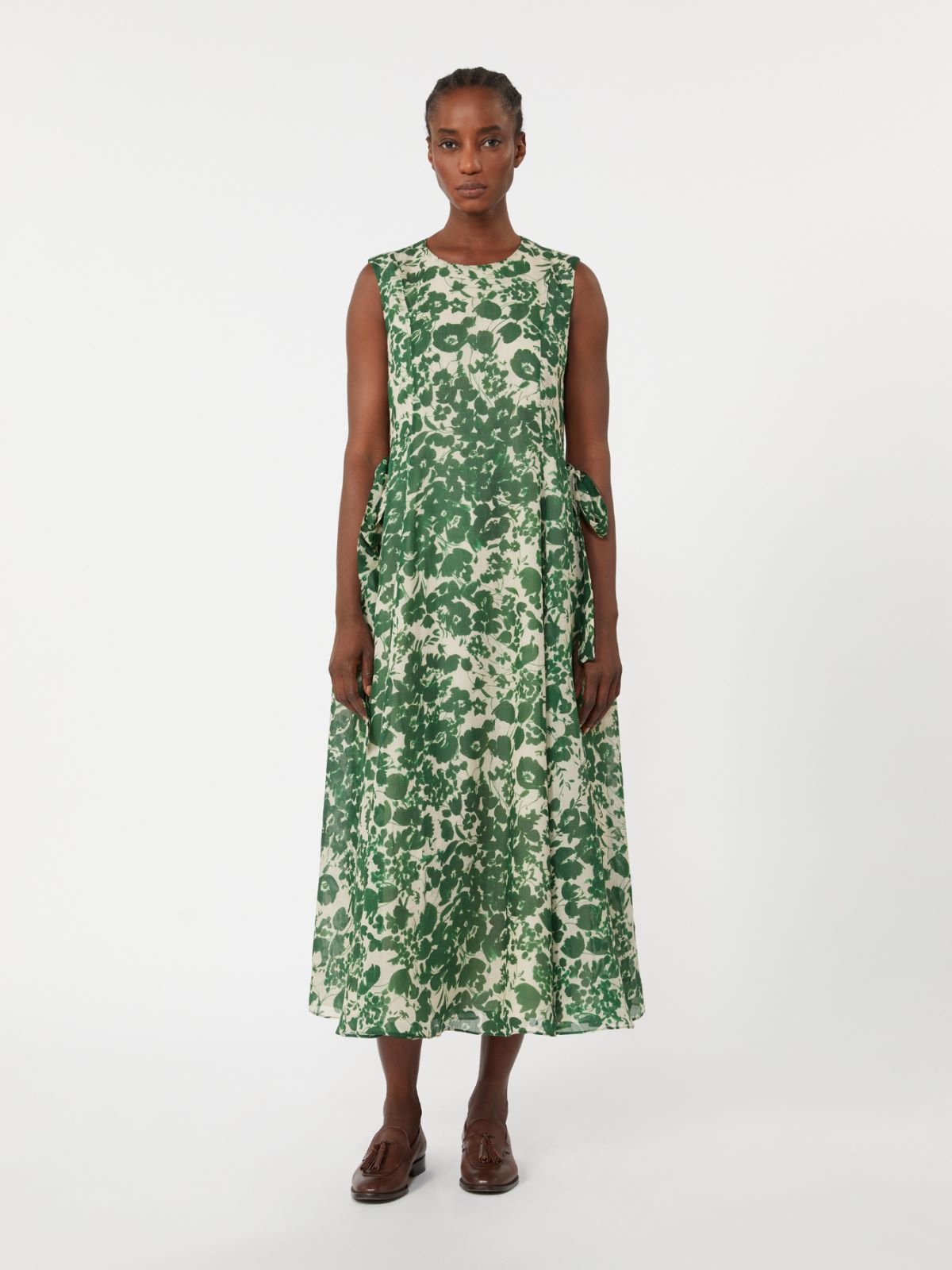 Printed ramie canvas dress - 绿色 - Marina Rinaldi - 2