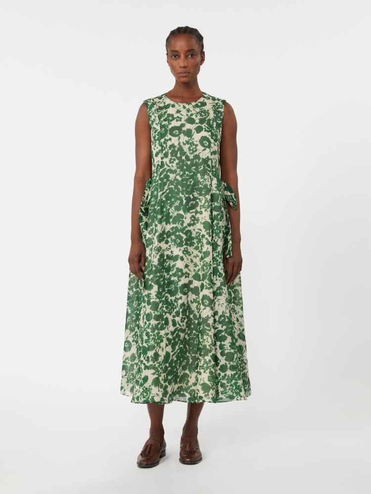 Printed ramie canvas dress - 绿色 - Marina Rinaldi - 2