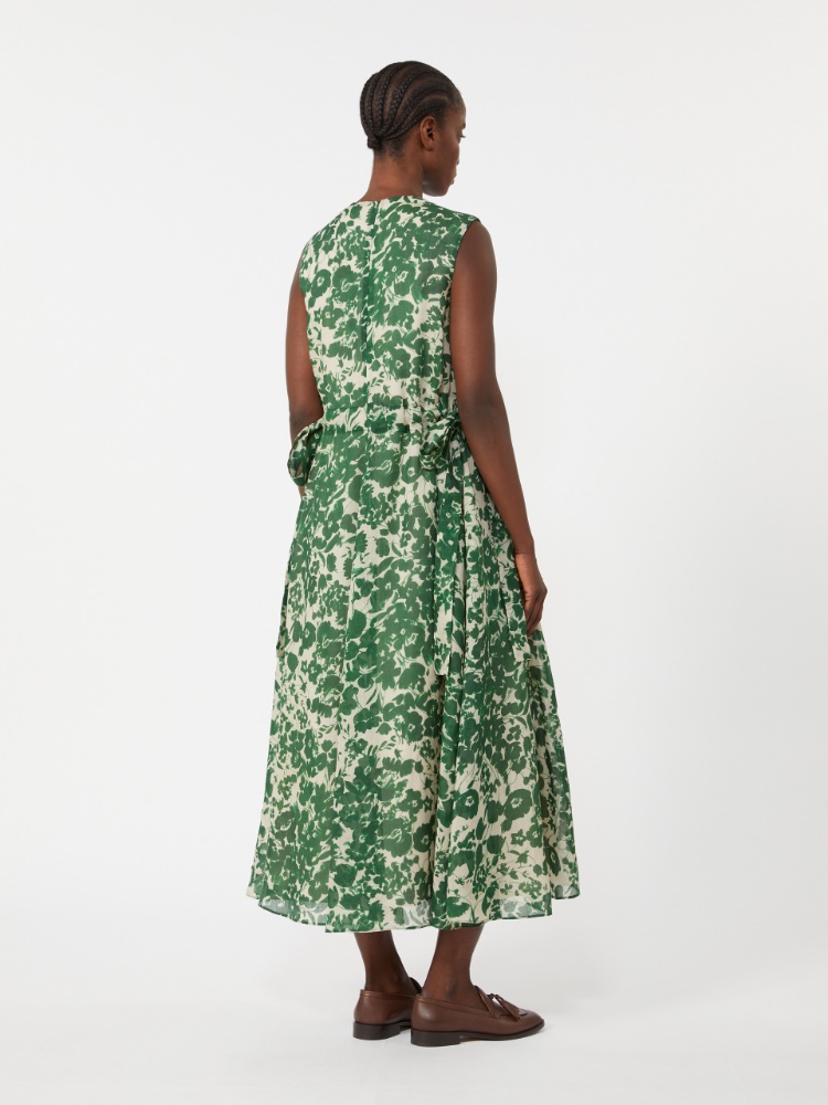 Printed ramie canvas dress - 绿色 - Marina Rinaldi - 3
