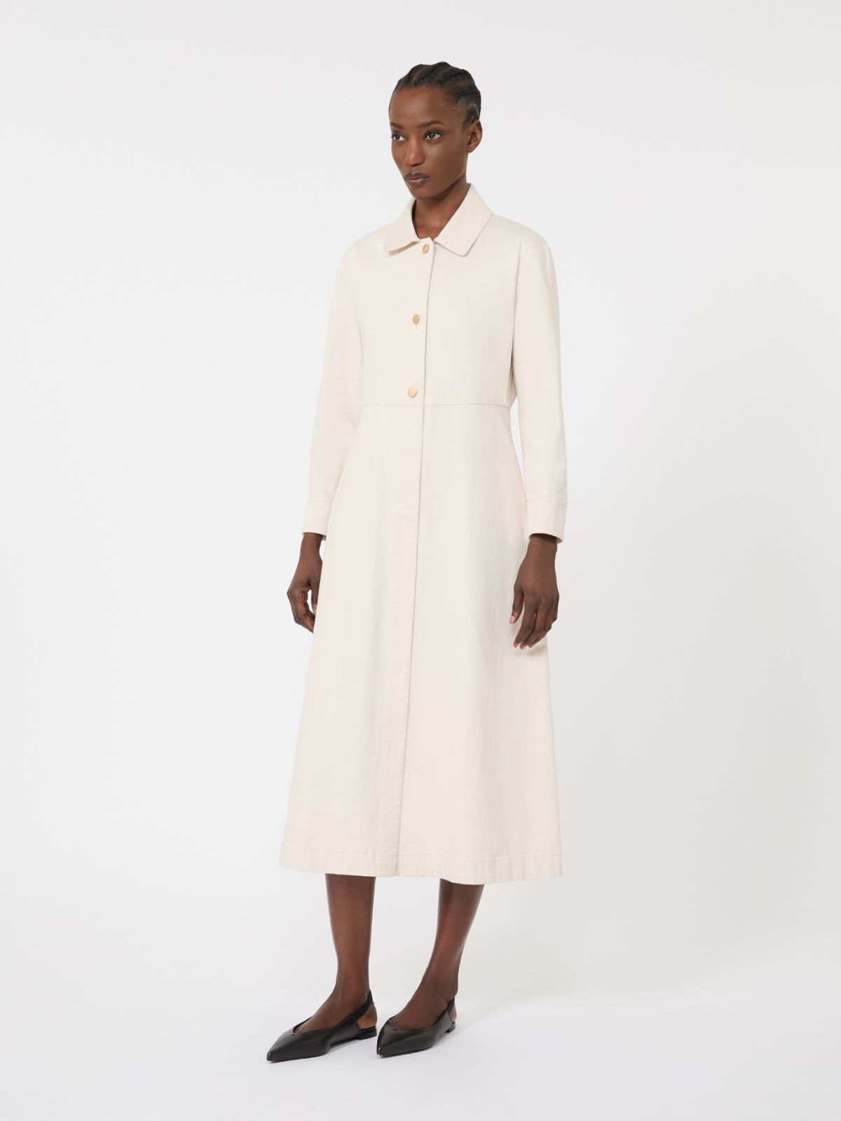 Cotton bull denim shirt dress - 米色 - Marina Rinaldi - 2