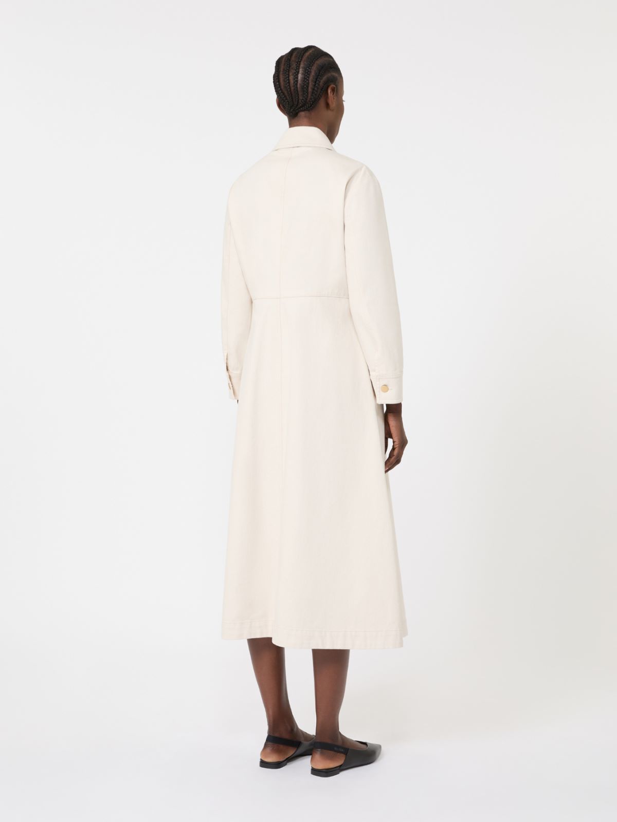 Cotton bull denim shirt dress - 米色 - Marina Rinaldi - 3