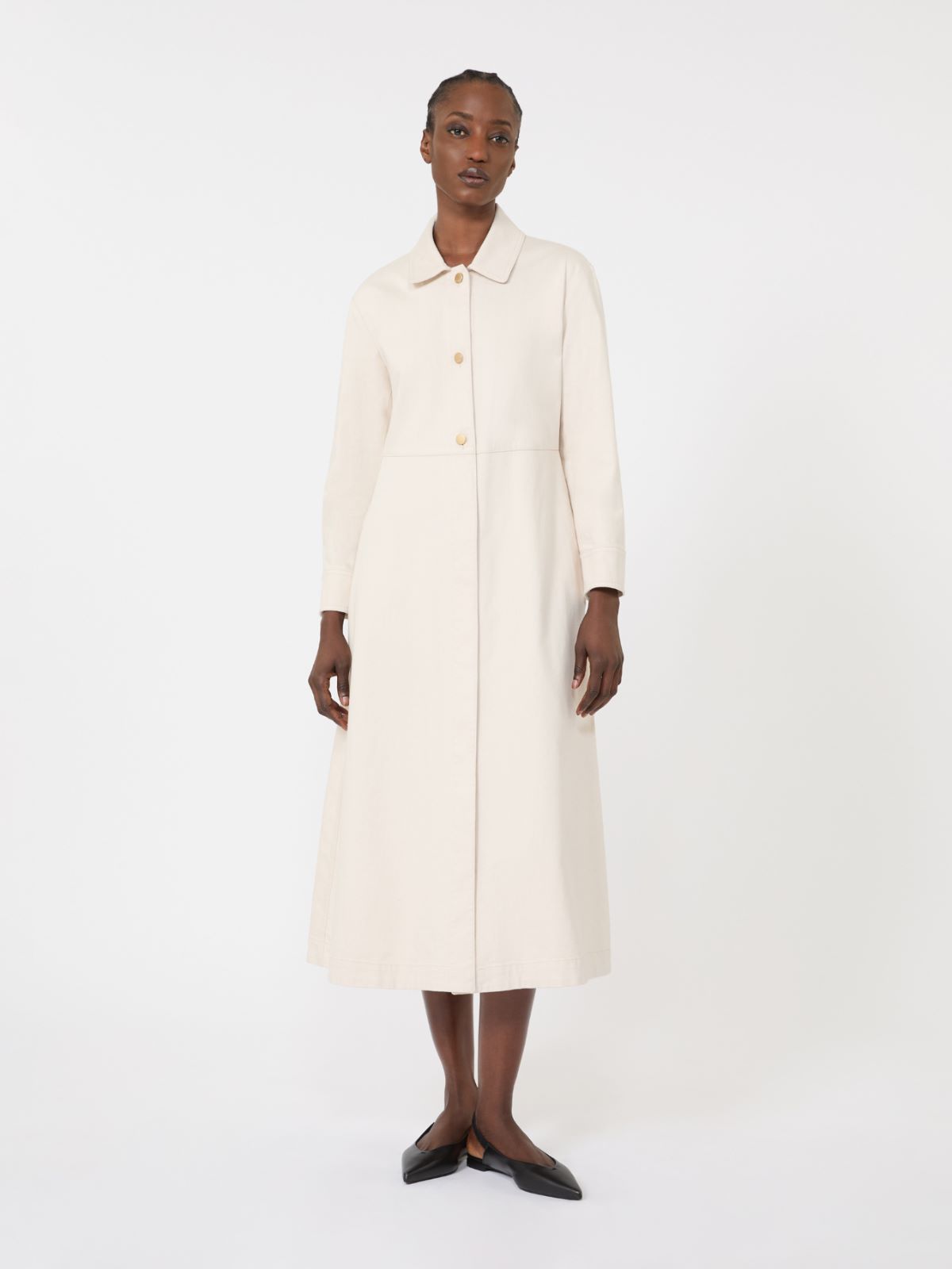 Cotton bull denim shirt dress - 米色 - Marina Rinaldi