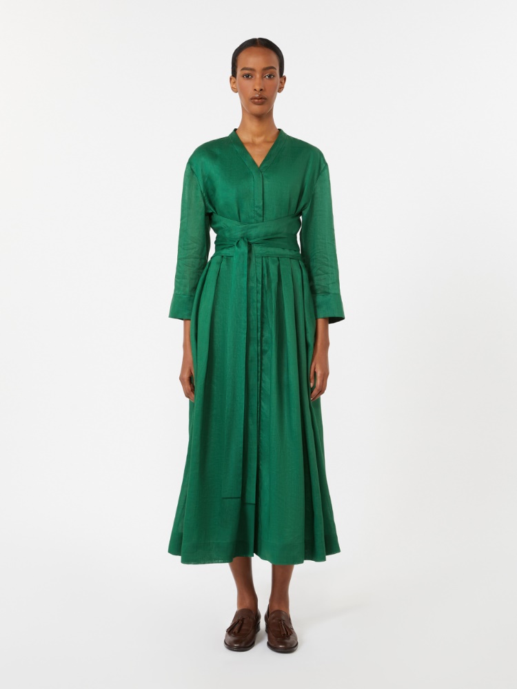 Ramie canvas dress - 绿色 - Marina Rinaldi - 2