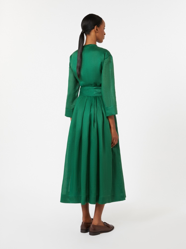 Ramie canvas dress - 绿色 - Marina Rinaldi - 3