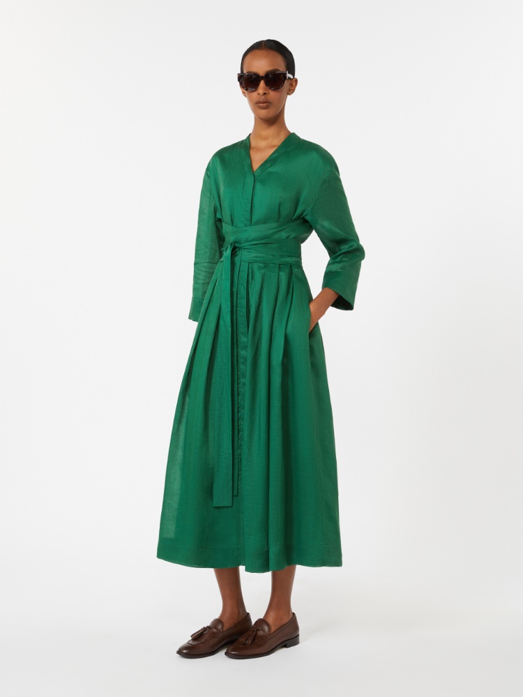 Ramie canvas dress - 绿色 - Marina Rinaldi - 2