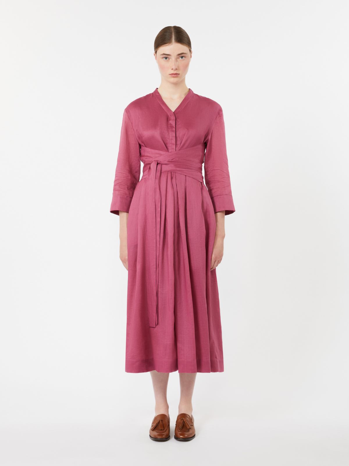 Ramie canvas dress - 仙客来色 - Marina Rinaldi - 2