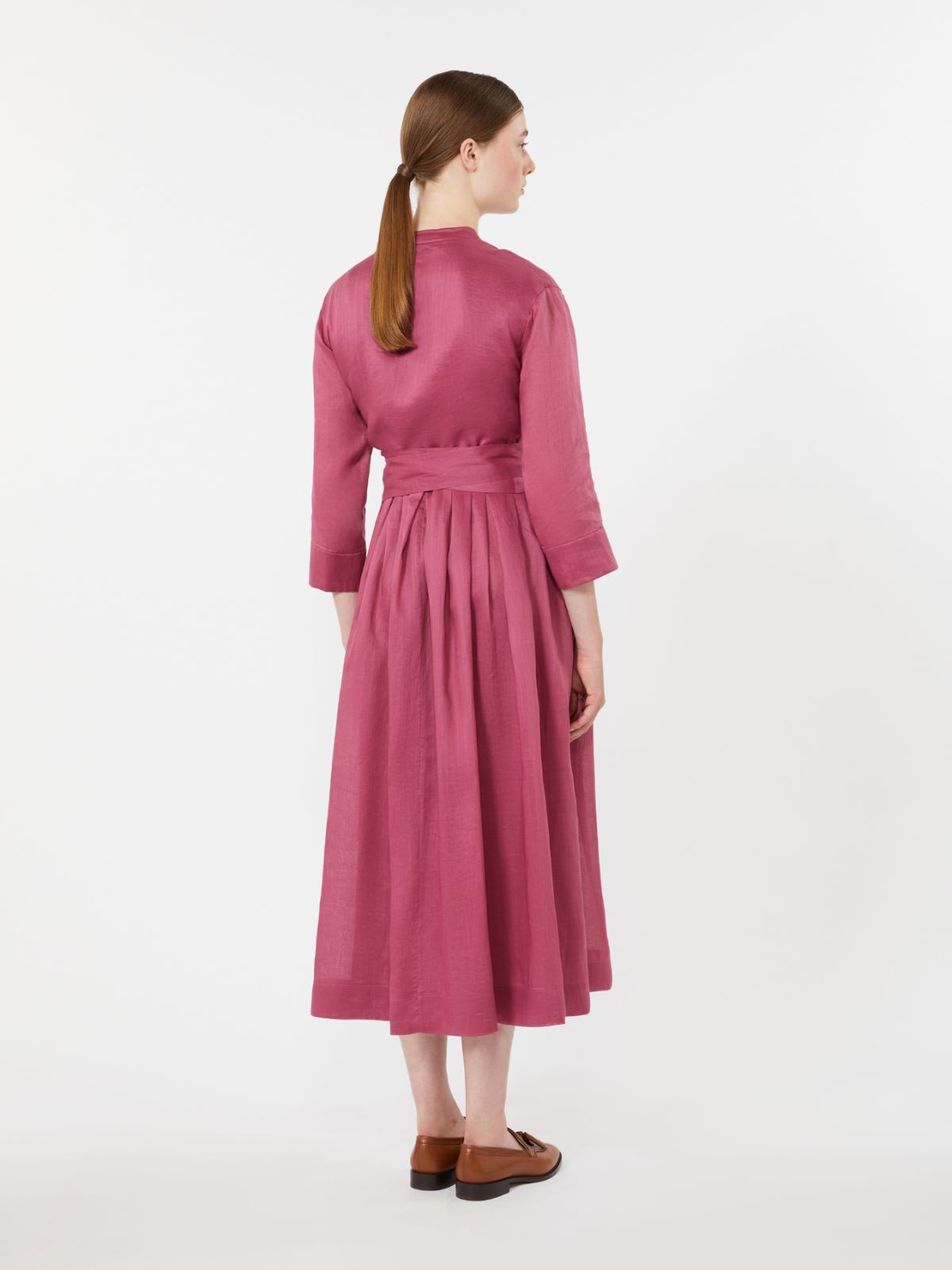 Ramie canvas dress - 仙客来色 - Marina Rinaldi - 3