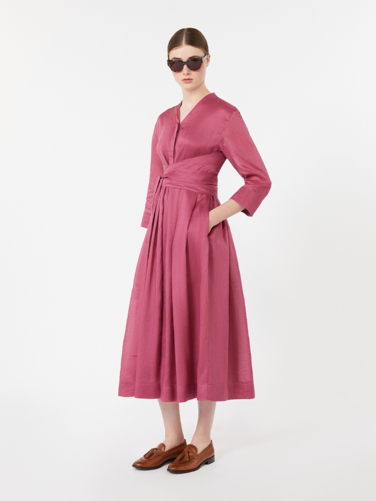 Ramie canvas dress - 仙客来色 - Marina Rinaldi - 2