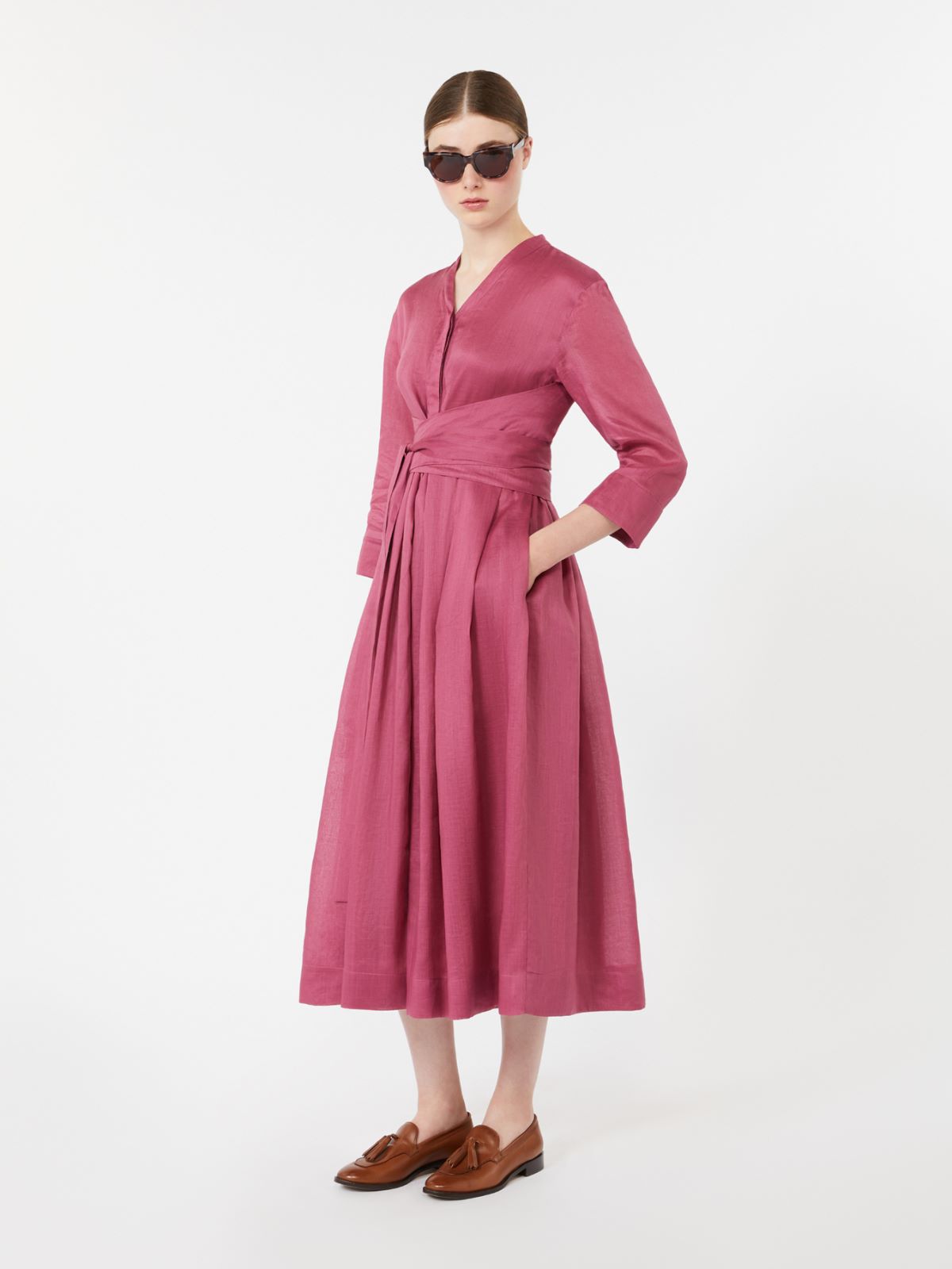 Ramie canvas dress - 仙客来色 - Marina Rinaldi