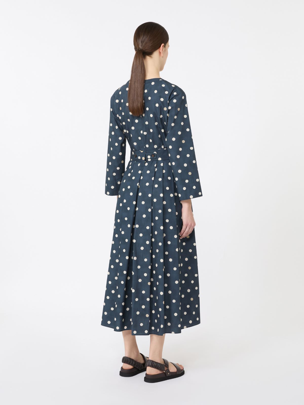 Printed poplin dress - 蓝色 - Marina Rinaldi - 3