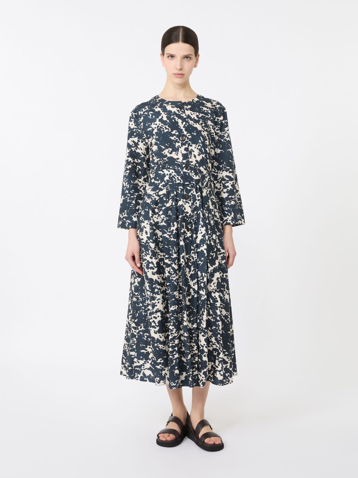 Printed poplin dress - 蓝色 - Marina Rinaldi - 2