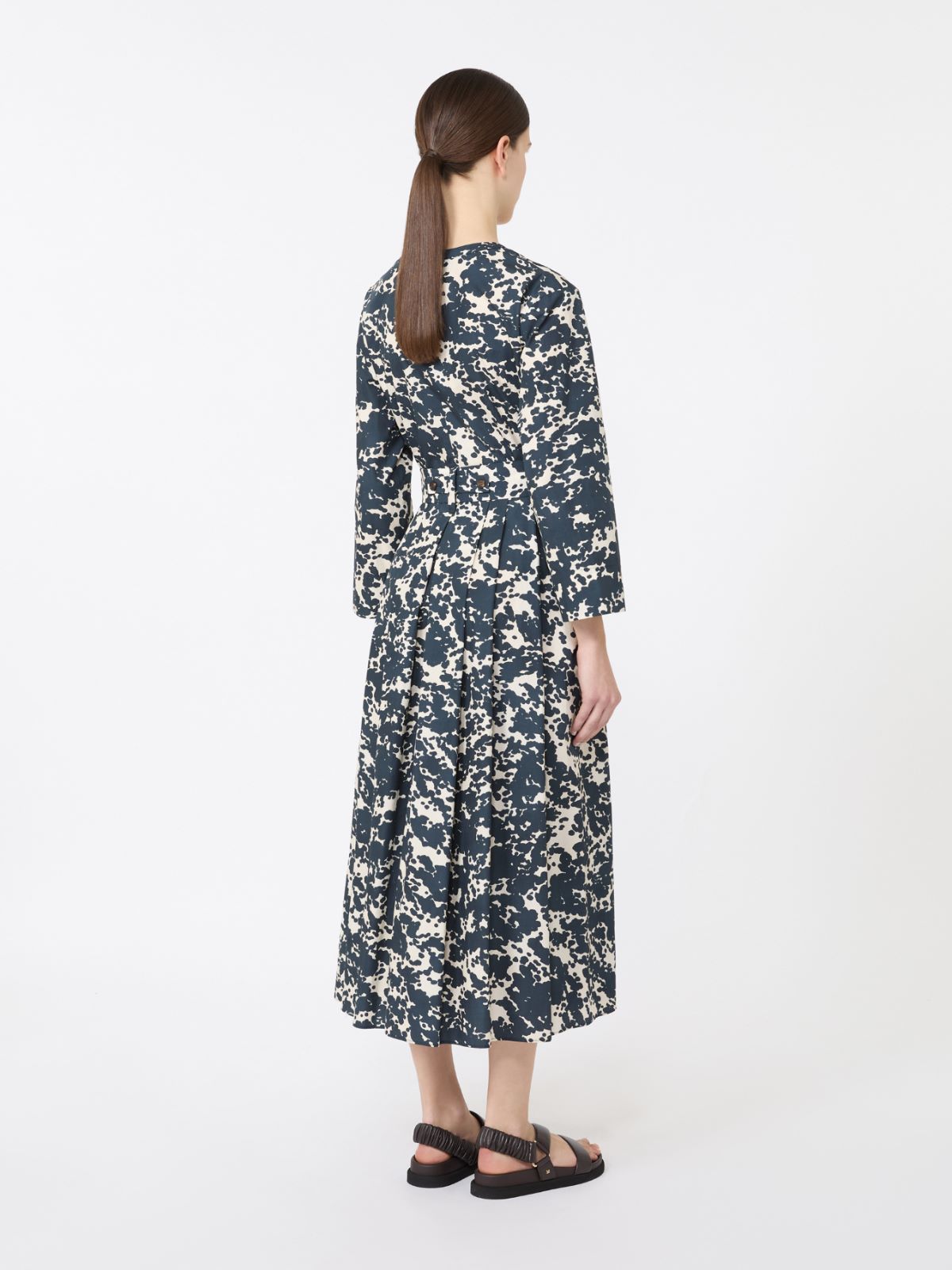 Printed poplin dress - 蓝色 - Marina Rinaldi - 3
