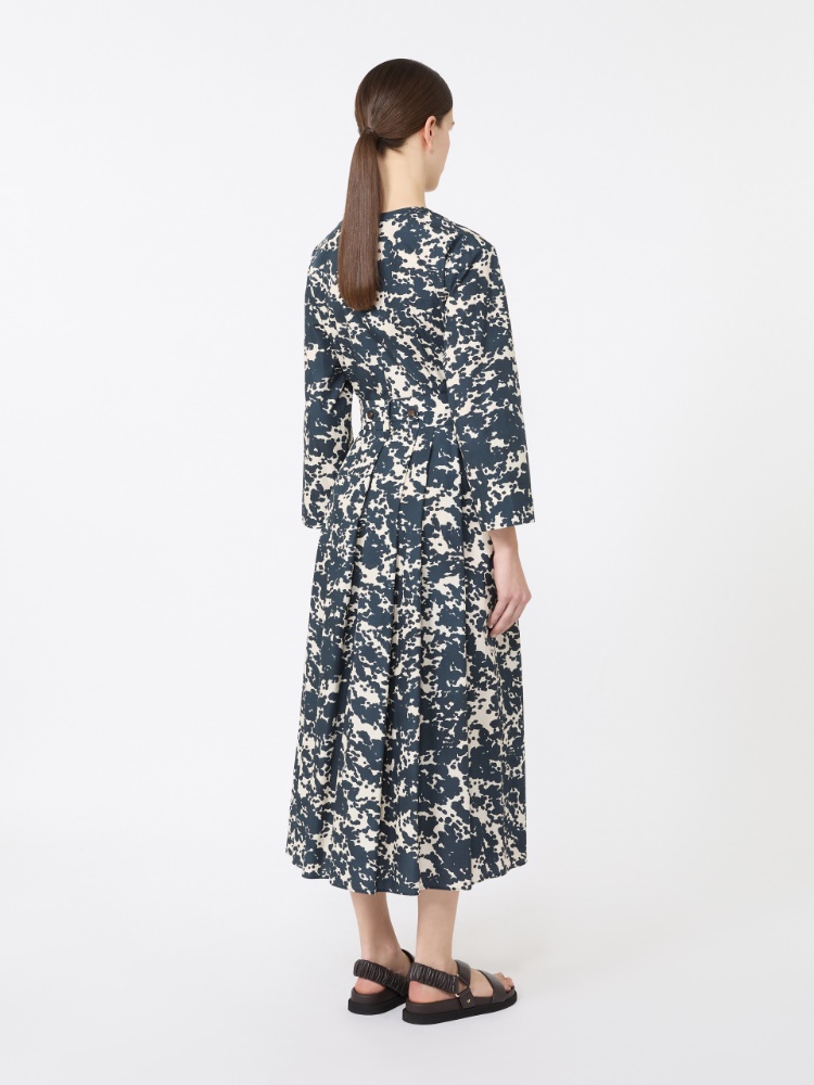 Printed poplin dress - 蓝色 - Marina Rinaldi - 3