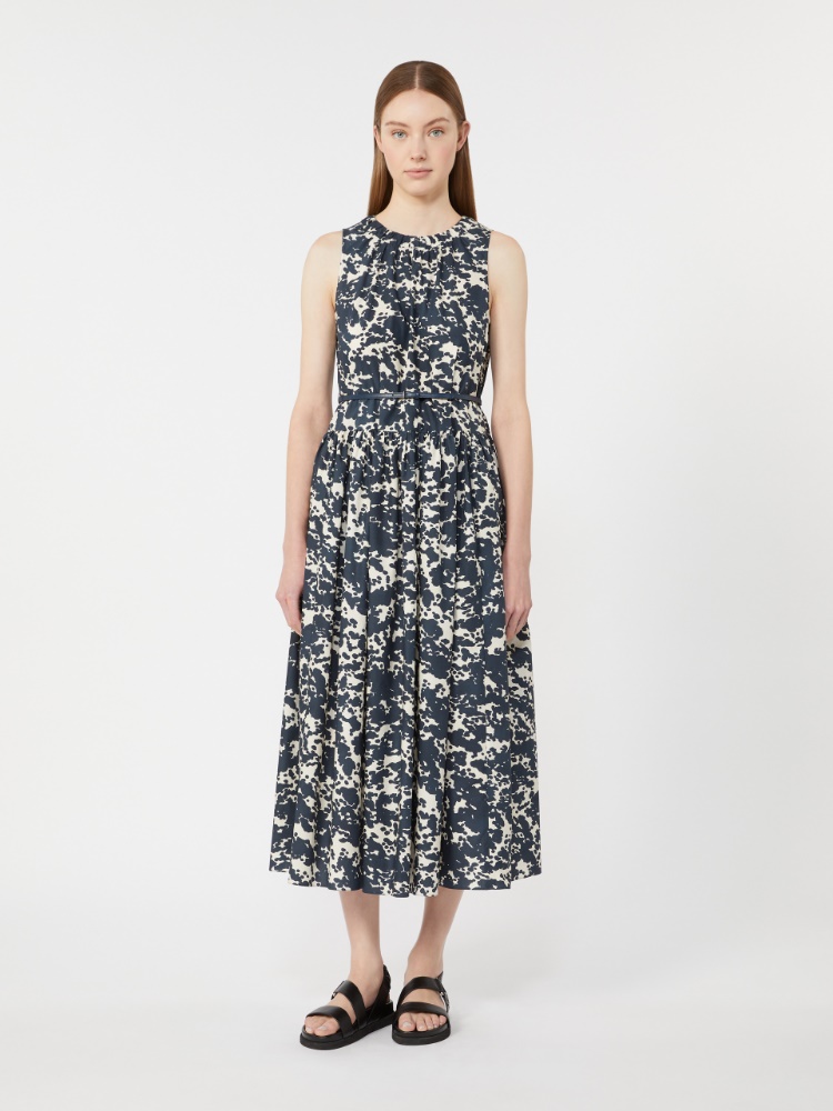 Printed cotton dress with belt - 蓝色 - Marina Rinaldi - 2