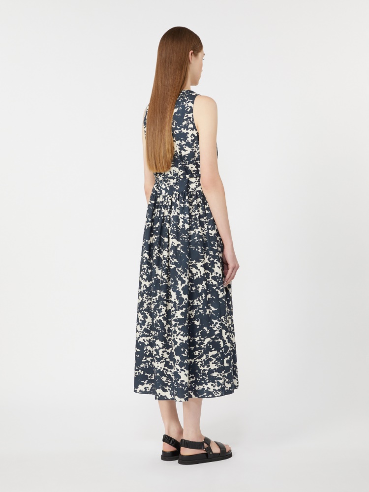 Printed cotton dress with belt - 蓝色 - Marina Rinaldi - 3