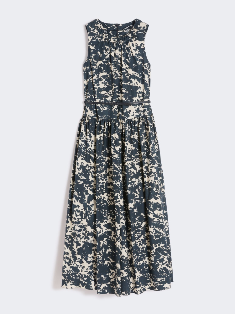 Printed cotton dress with belt - 蓝色 - Marina Rinaldi