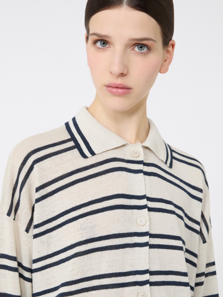 Linen yarn cardigan - 白色 - Marina Rinaldi - 4