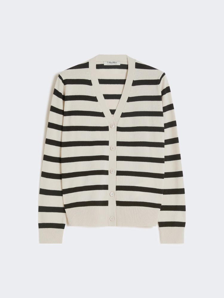 绵羊毛V领开衫 - 白色 - Marina Rinaldi - 5