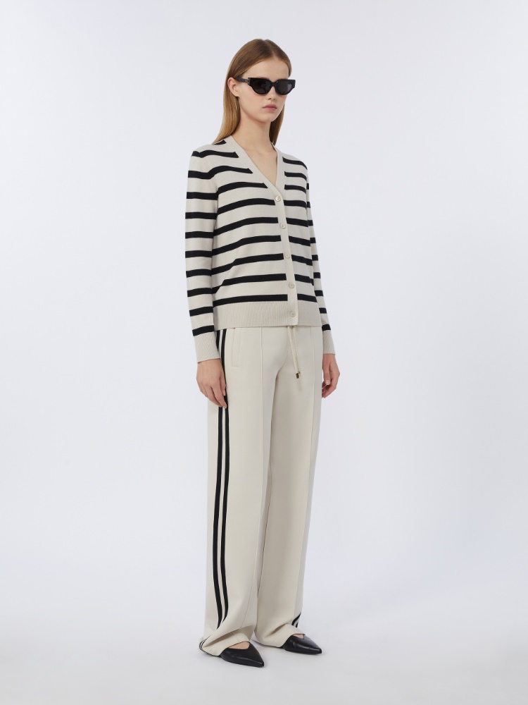 绵羊毛V领开衫 - 白色 - Marina Rinaldi