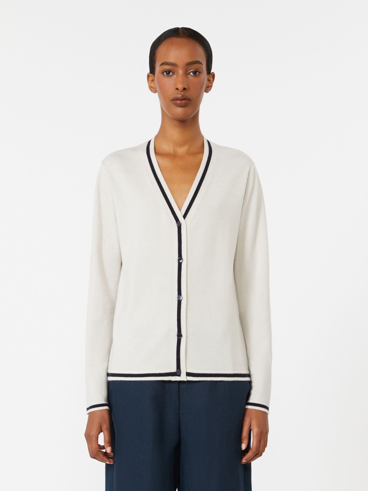 Wool yarn cardigan - 白色 - Marina Rinaldi - 2