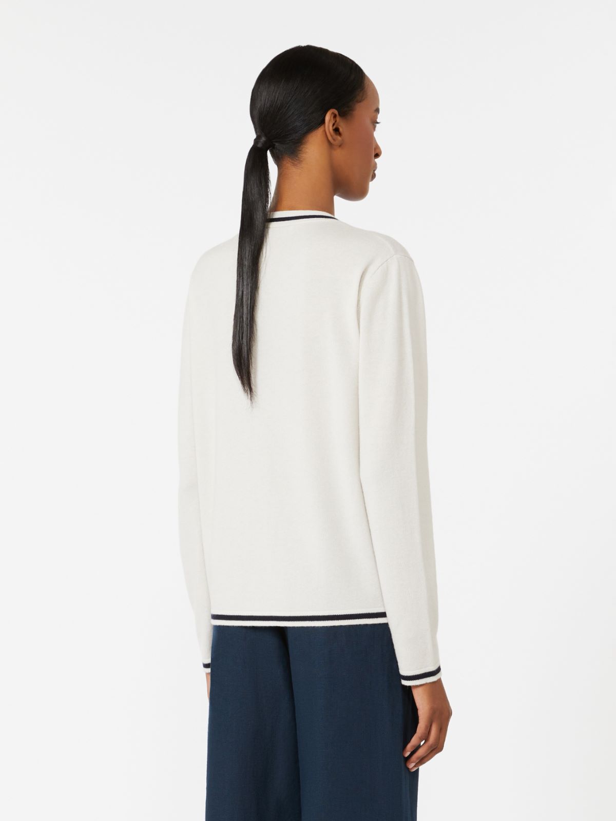 Wool yarn cardigan - 白色 - Marina Rinaldi - 3