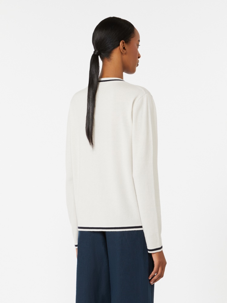 Wool yarn cardigan - 白色 - Marina Rinaldi - 3