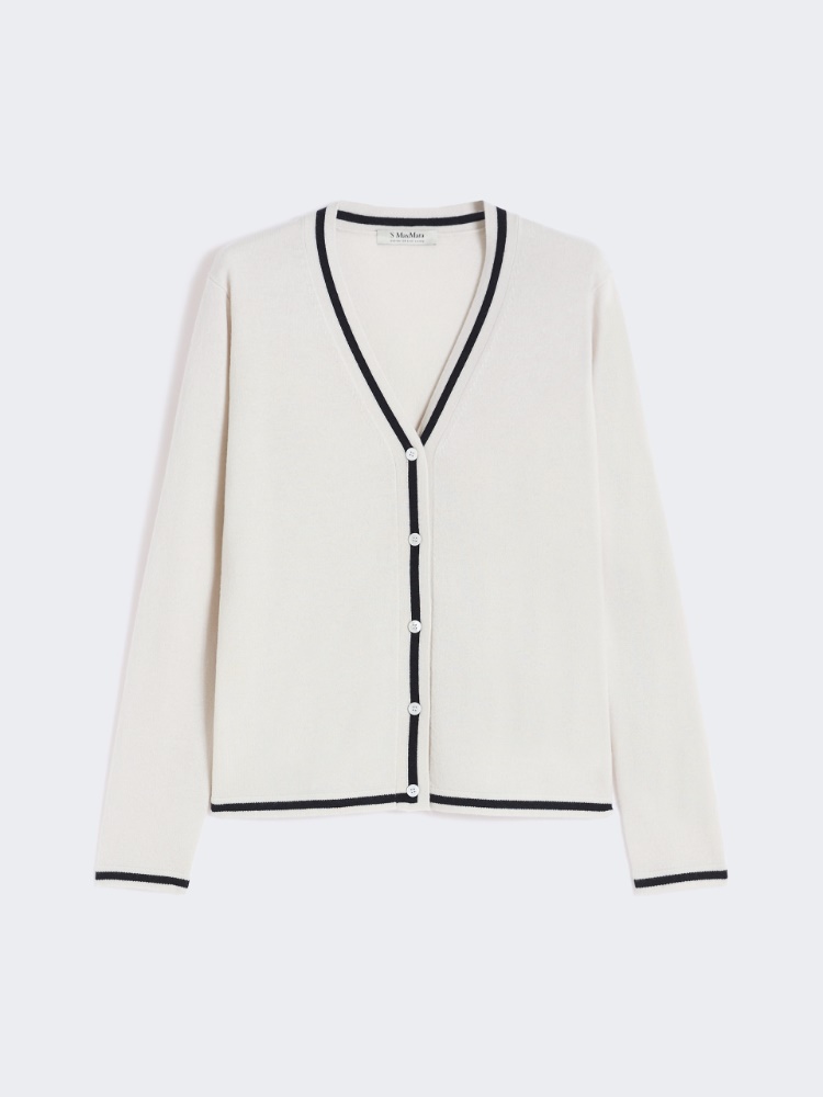 Wool yarn cardigan - 白色 - Marina Rinaldi - 5