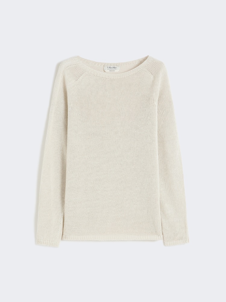 亚麻基础款圆领针织衫 - 白色 - Marina Rinaldi - 5