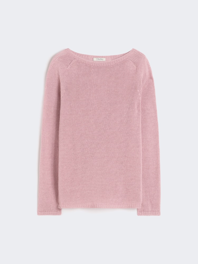 亚麻基础款圆领针织衫 - 粉红色 - Marina Rinaldi - 5