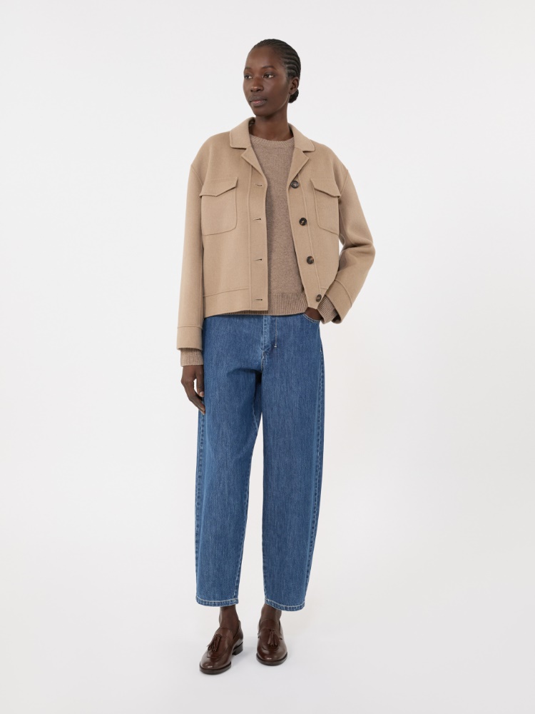 Wool and cashmere sweater with patch detail - 驼色 - Marina Rinaldi - 2