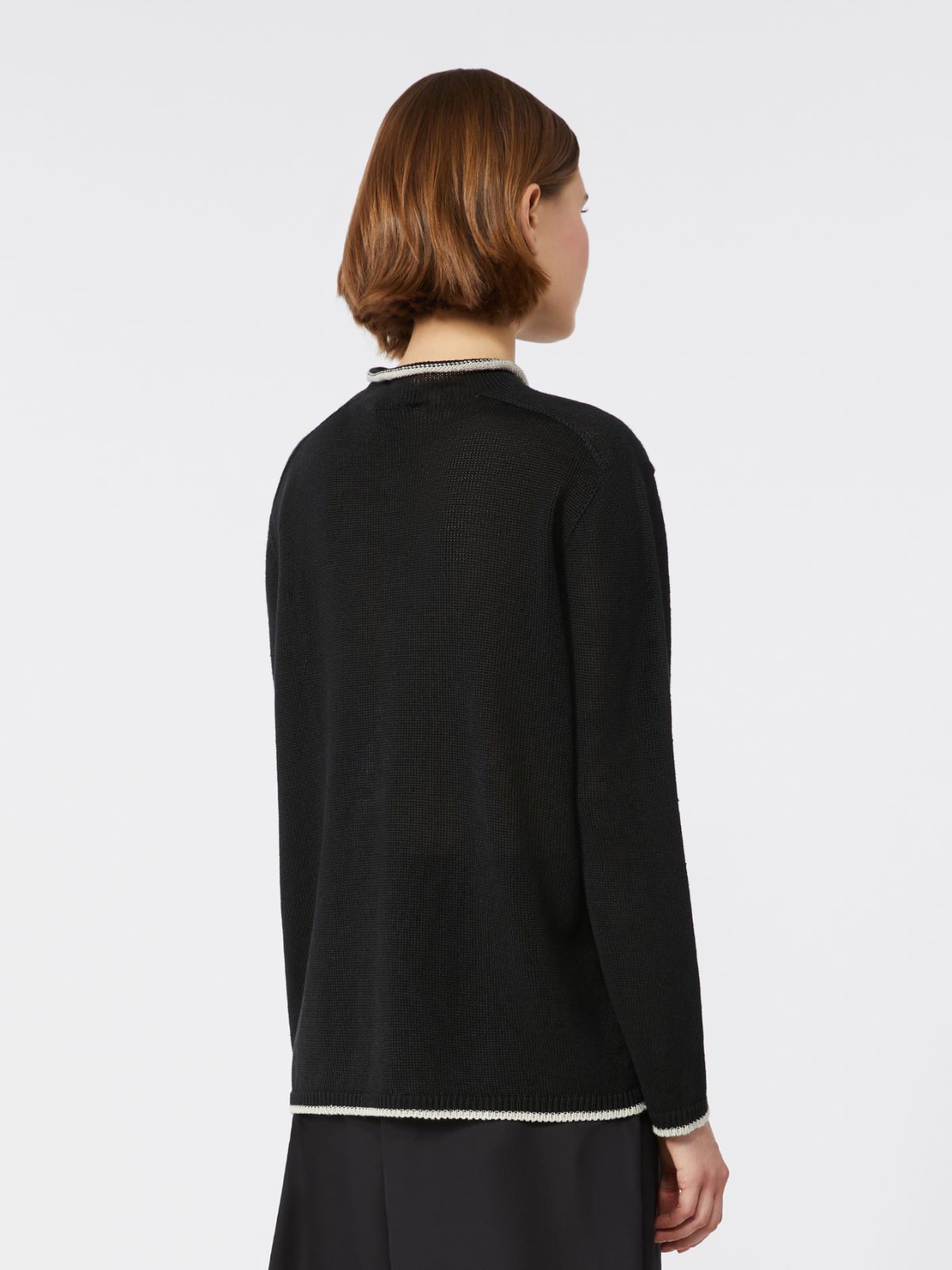 Jacquard-logo linen sweater - 黑色 - Marina Rinaldi - 3