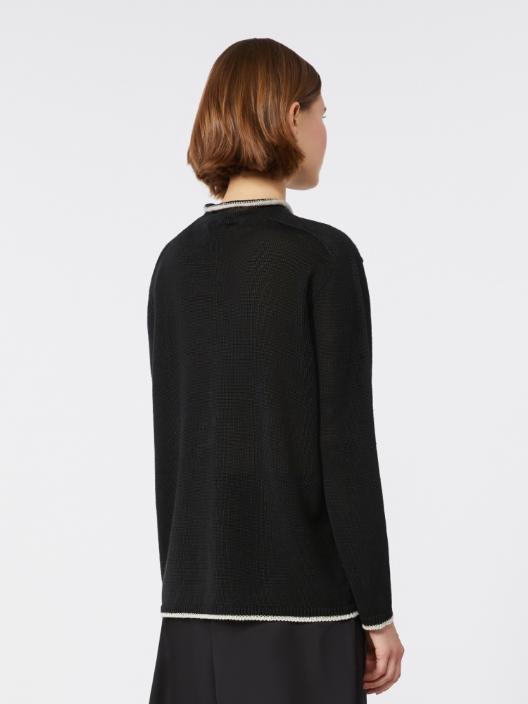Jacquard-logo linen sweater - 黑色 - Marina Rinaldi - 3