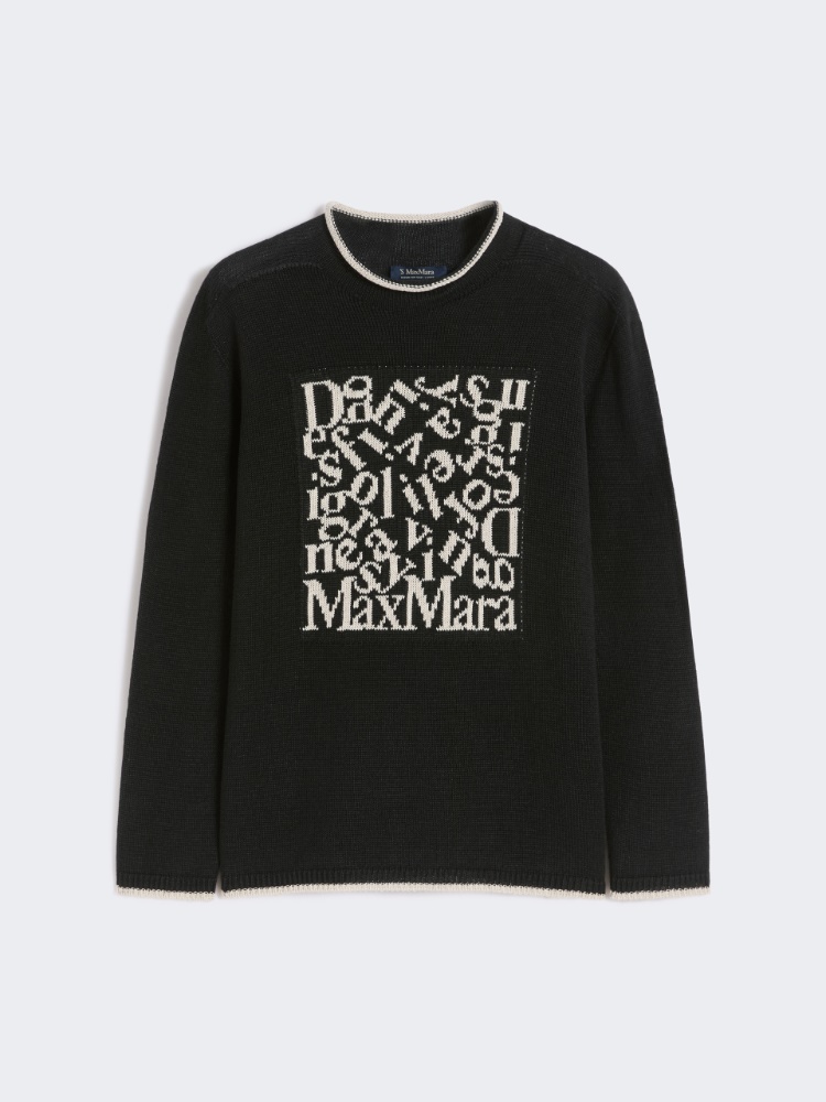 Jacquard-logo linen sweater - 黑色 - Marina Rinaldi - 5