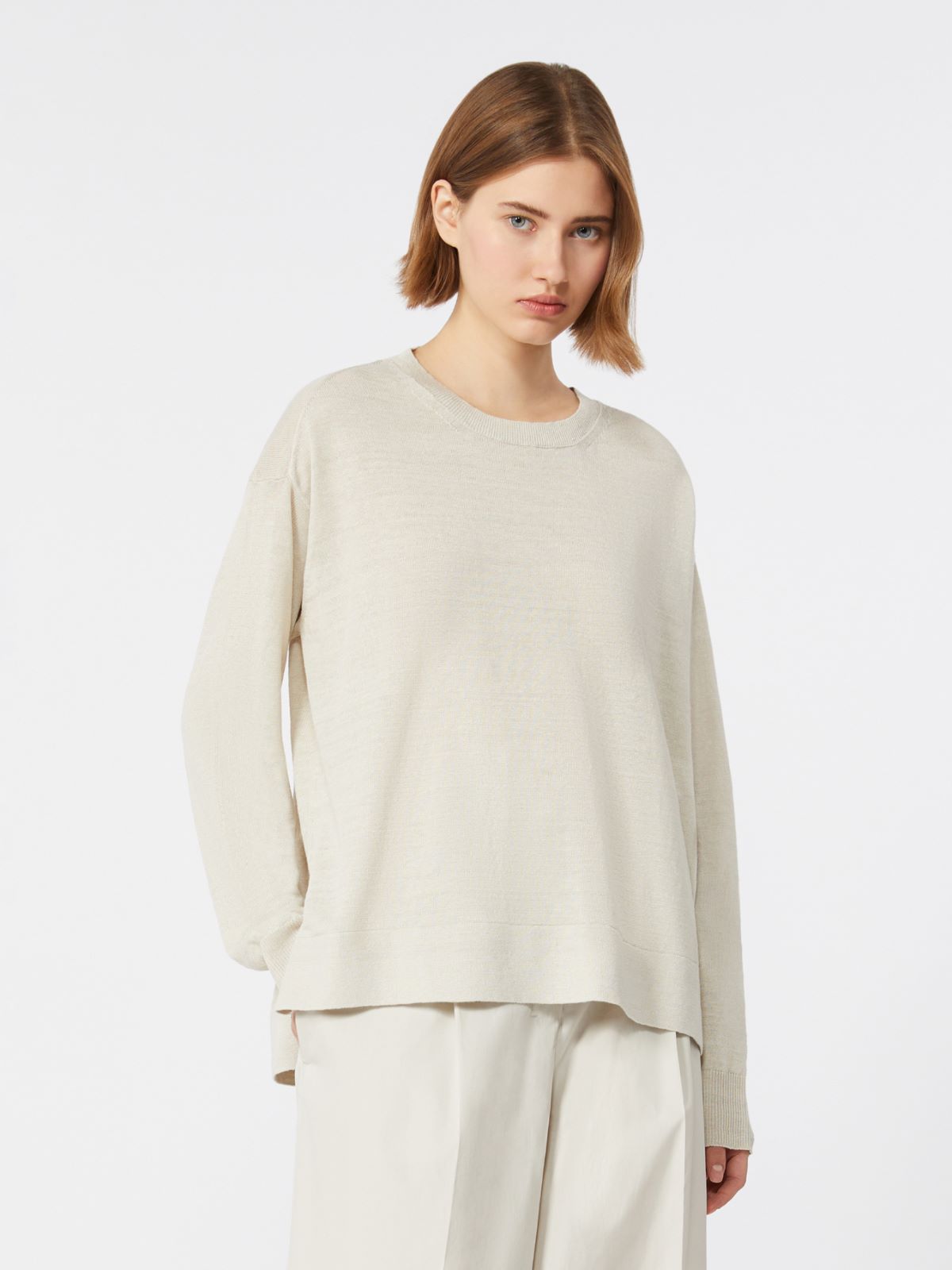 Linen yarn sweater - 白色 - Marina Rinaldi - 2