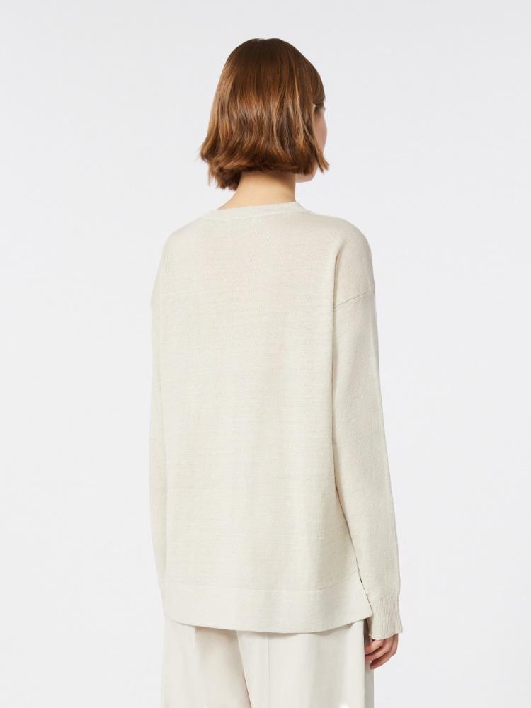 Linen yarn sweater - 白色 - Marina Rinaldi - 3