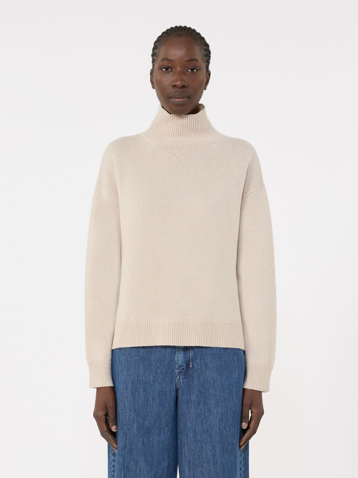 Boxy-fit wool and cashmere polo-neck sweater - 白色 - Marina Rinaldi - 2